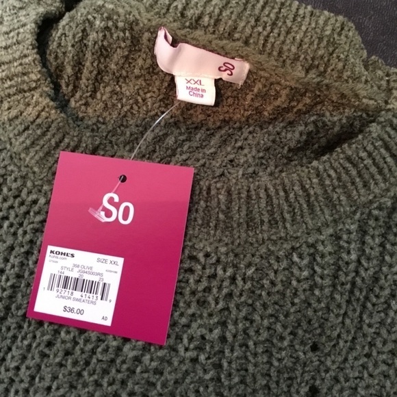 SO Matte Chenill pullover sweater XXL olive NWT - Picture 2 of 11